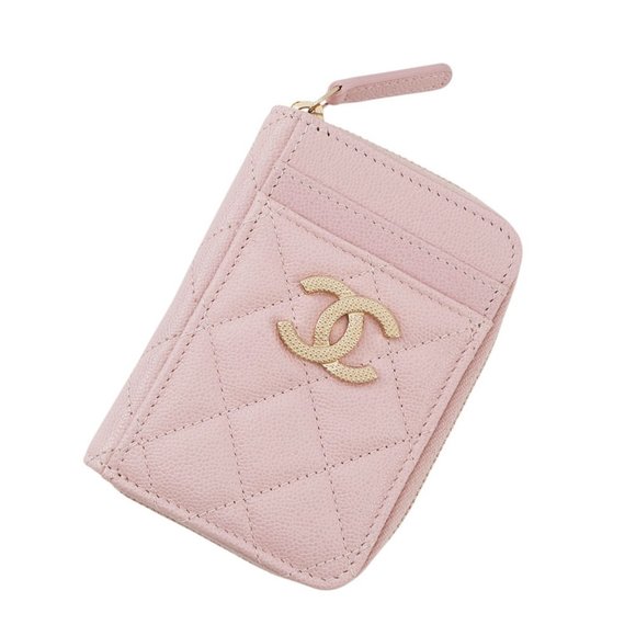 CHANEL Pink Caviar Leather Logo Wallet - Picture 1 of 8